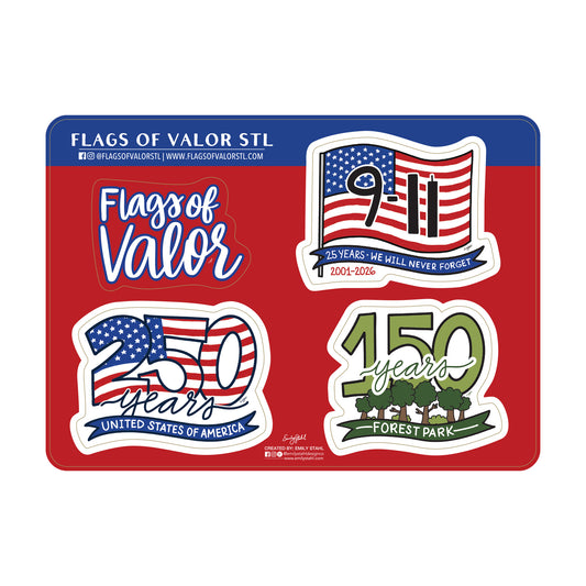 Emily Stahl Design Co. Flags of Valor Commemorative 4-Piece Magnet Set