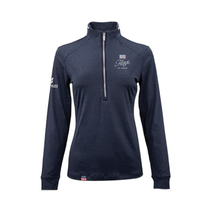Navy long-sleeve 1/4 Zip with a zipper on a white background
