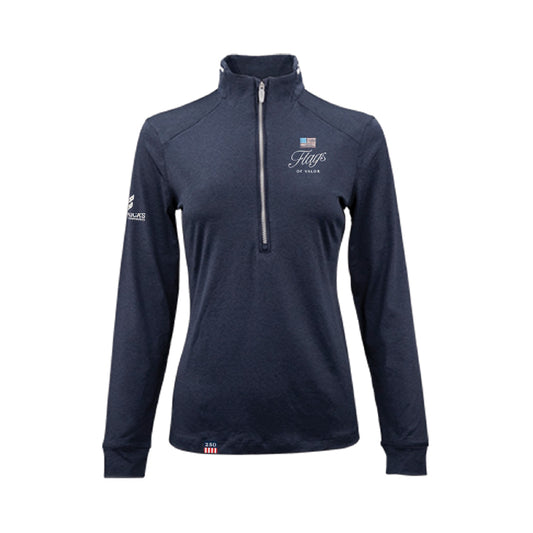 Navy long-sleeve 1/4 Zip with a zipper on a white background