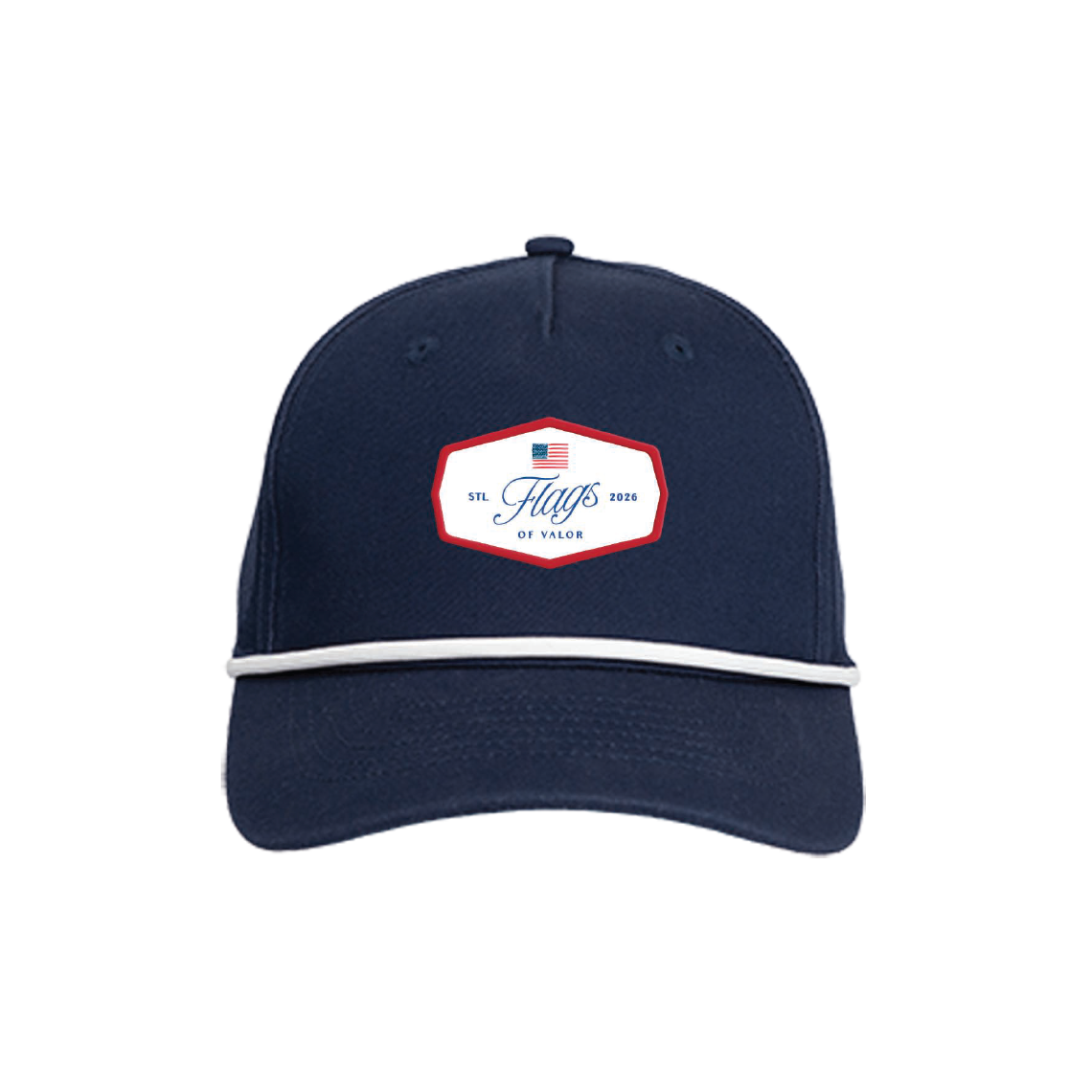 Navy blue cap with a logo on a white background