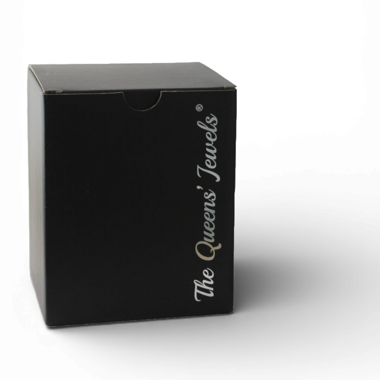 Black box with 'The Queen's Jewels' branding 